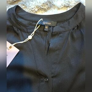 Quince Silk Black Blouse Size XS